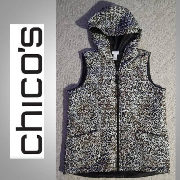 Weekends by Chico's  hooded vest coat jacket women's size Large Chico's size 2 - Picture 1 of 7